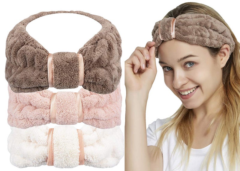 HOPESHINE Spa Facial Headbands for Women Makeup and Washing Face Terry Headband Elastic Hairband for Skincare Headband Head Wrap Great Gift for Women Girls 3-pack - Image 1